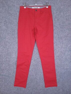 Lacoste Mens Slim Fit Stretch Gabardine Chino Pants 29x33 Red Style HH9553
